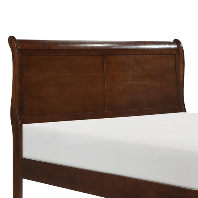 Pemberly Row Queen Sleigh Bed with Okume Veneer in Rich Brown Cherry