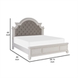 Pemberly Row Queen Bed with Button Tufted Headboard & Carved Details in White
