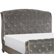 Pemberly Row Queen Sleigh Bed w/ Tufted Rolled Headboard & Nailhead Trim in Gray