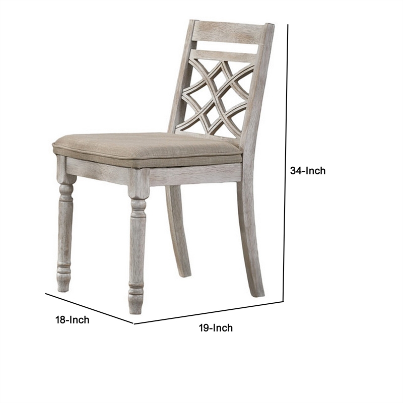 Pemberly Row Set of 2 Cross Back Dining Chairs with Padded Seats in White