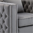 Pemberly Row 40 Inch Chesterfield Armchair with Button Tufting in Gray Velvet