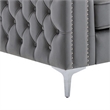 Pemberly Row 40 Inch Chesterfield Armchair with Button Tufting in Gray Velvet