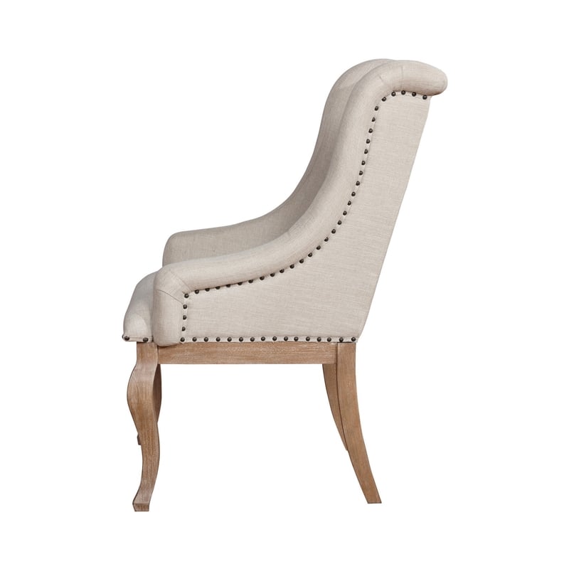 Pemberly Row Set of 2 Wingback Armchairs with Button Tufting in Cream