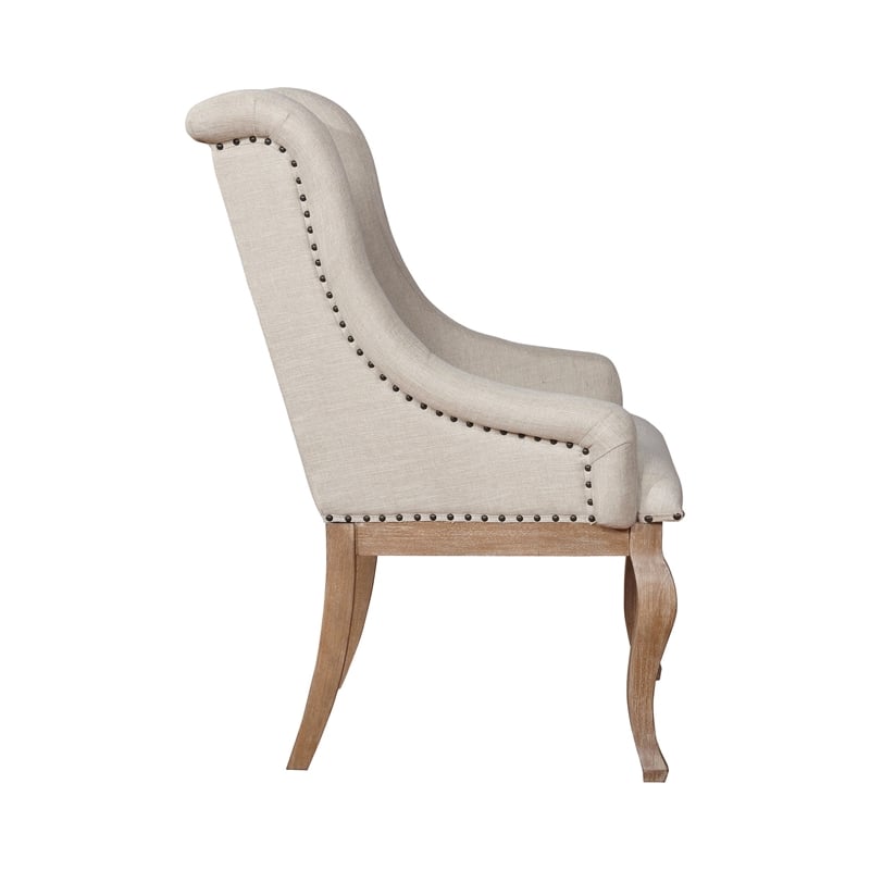 Pemberly Row Set of 2 Wingback Armchairs with Button Tufting in Cream