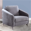 Pemberly Row 36 Inch Diamond Stitch Accent Armchair in Gray Velvet