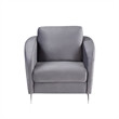 Pemberly Row 36 Inch Diamond Stitch Accent Armchair in Gray Velvet