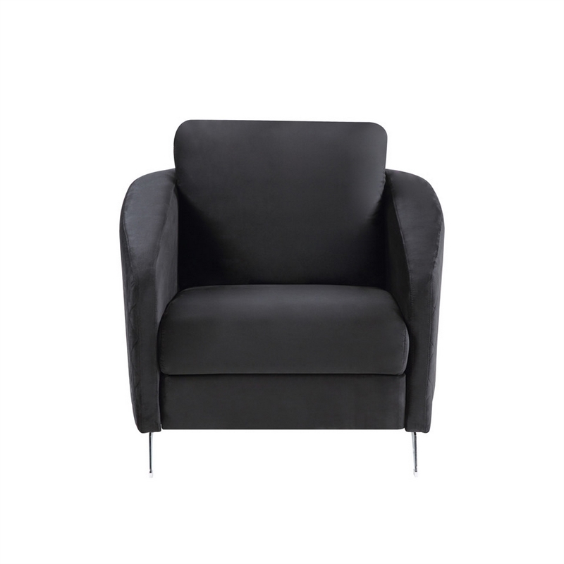Pemberly Row 36 Inch Diamond Stitch Accent Armchair in Black Velvet
