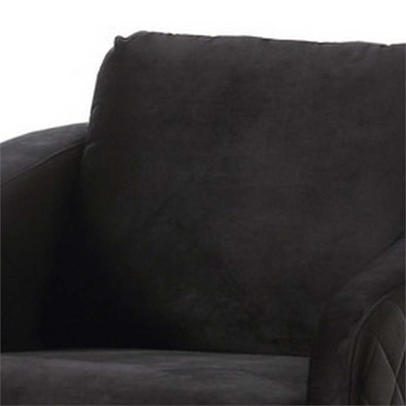 Pemberly Row 36 Inch Diamond Stitch Accent Armchair in Black Velvet
