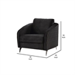 Pemberly Row 36 Inch Diamond Stitch Accent Armchair in Black Velvet