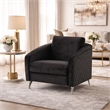 Pemberly Row 36 Inch Diamond Stitch Accent Armchair in Black Velvet