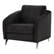 Pemberly Row 36 Inch Diamond Stitch Accent Armchair in Black Velvet