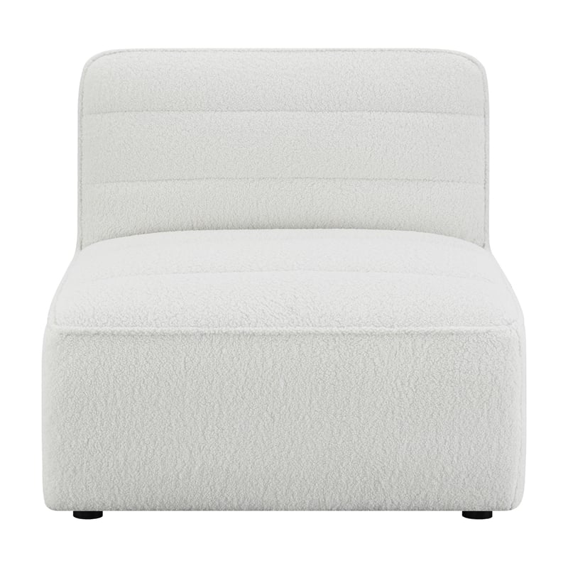 Pemberly Row 35 Inch Armless Accent Chair with Channel Tufting in Faux Sheepskin