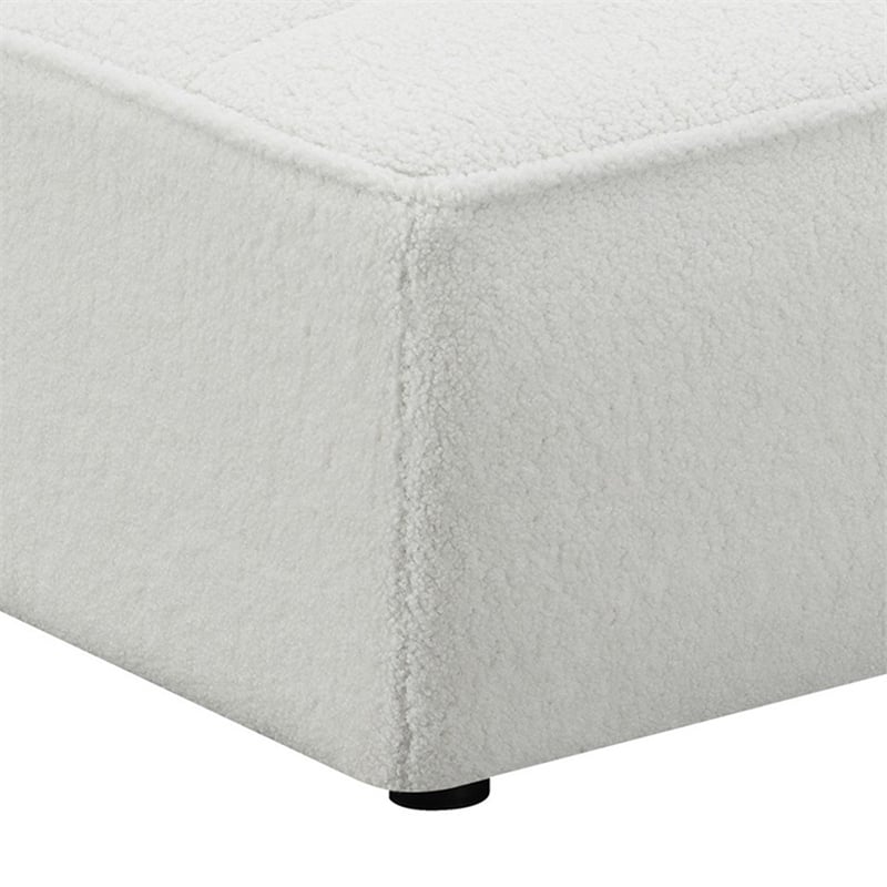 Pemberly Row 35 Inch Armless Accent Chair with Channel Tufting in Faux Sheepskin