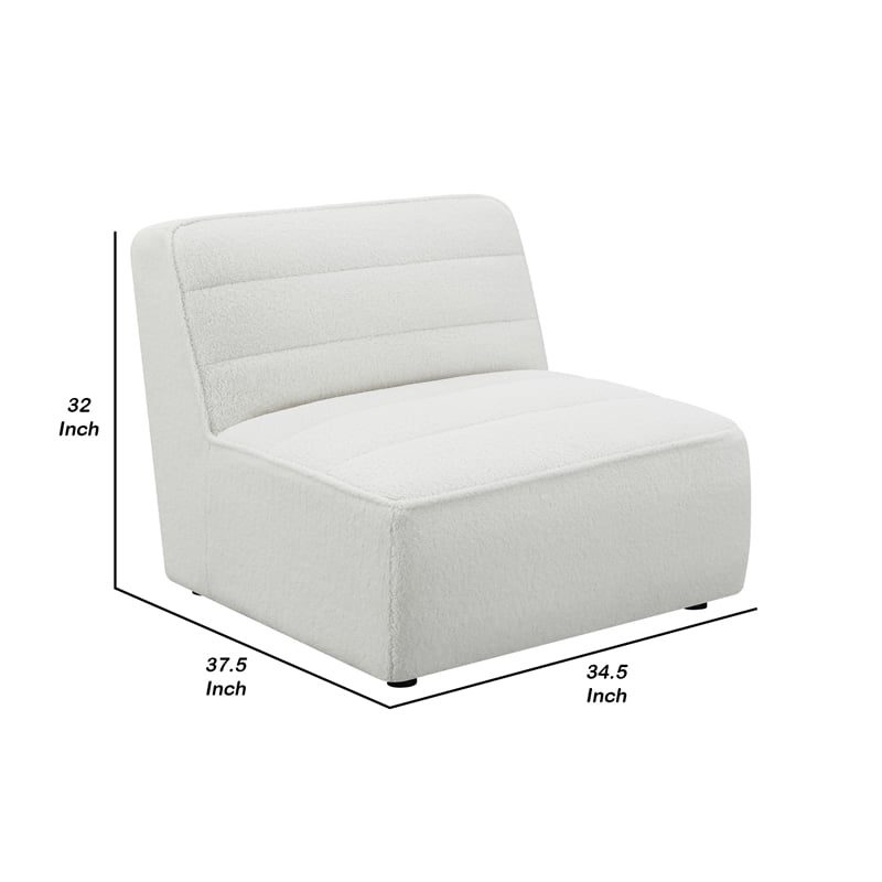 Pemberly Row 35 Inch Armless Accent Chair with Channel Tufting in Faux Sheepskin