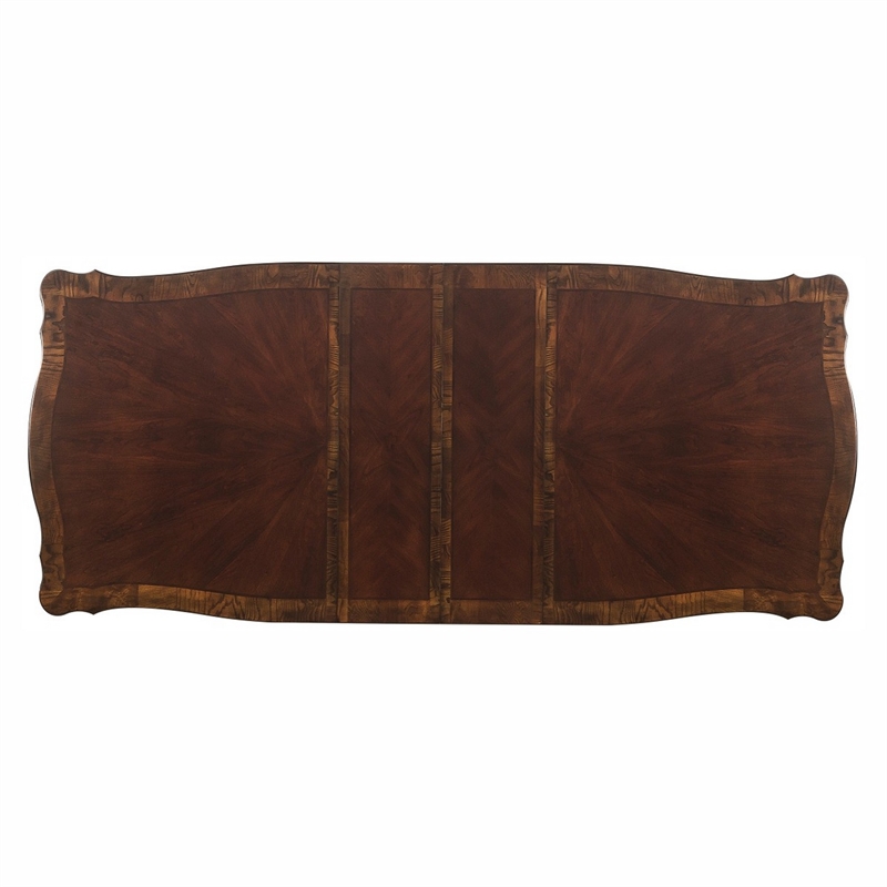 Pemberly Row 86 to 114 Inch Extendable Rectangular Dining Table in Cherry Brown