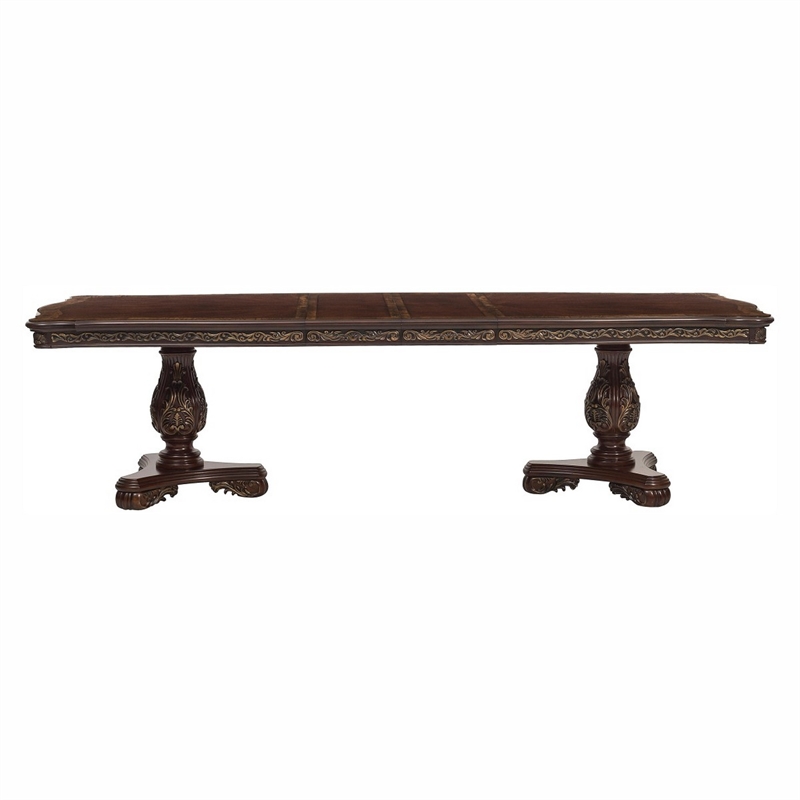 Pemberly Row 86 to 114 Inch Extendable Rectangular Dining Table in Cherry Brown
