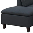 Pemberly Row 3 Piece L Shape Sectional Sofa with Ottoman and 2 Pillows in Black