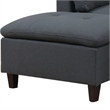 Pemberly Row 3Pc L Shape Sectional Sofa w/ Ottoman & 2 Pillows in Charcoal Gray