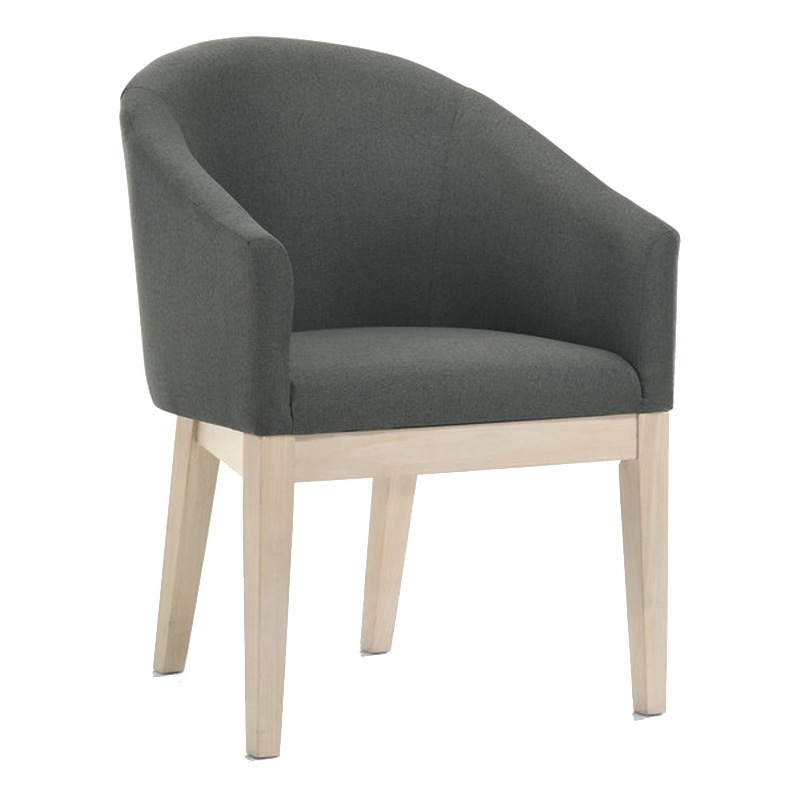 Pemberly Row Set of 2 Wood Accent Chairs with Padded Curved Back & Seats in Gray