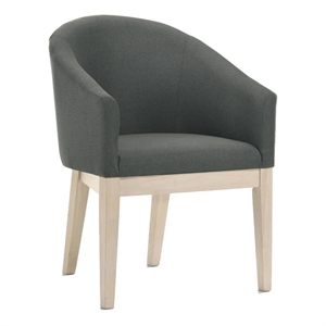 Pemberly Row Set of 2 Wood Accent Chairs with Padded Curved Back & Seats in Gray