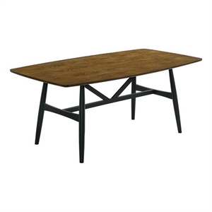 Pemberly Row 72 Inch Two Tone Dining Table with Black Trestle Base in Oak Brown
