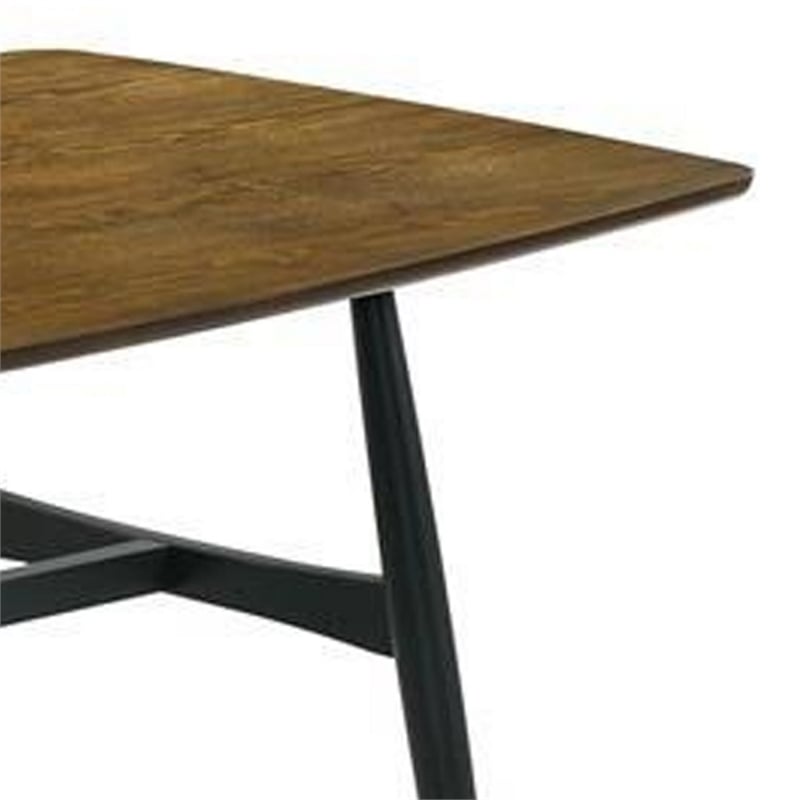 Pemberly Row 72 Inch Two Tone Dining Table with Black Trestle Base in Oak Brown