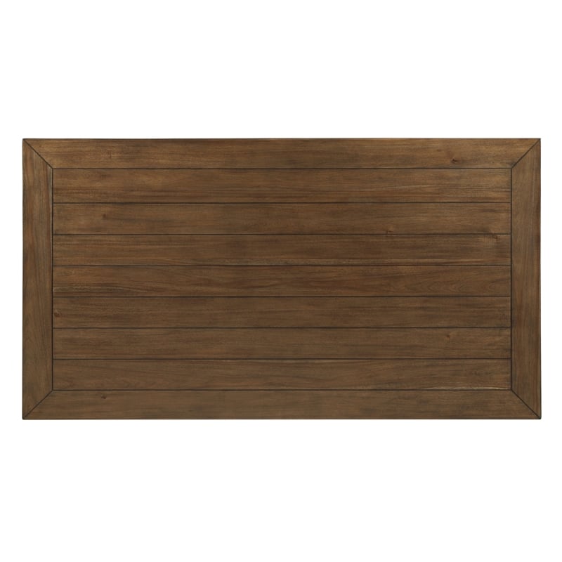 Pemberly Row 78 Inch Dining Table with 6 Drawers and Plank Top in Rustic Brown