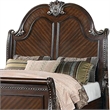 Pemberly Row Queen Bed with Scalloped Headboard and Carved Trim in Dark Walnut