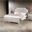 Pemberly Row Platform California King Bed w/ Panel Headboard in Champagne Silver