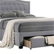 Pemberly Row Upholstered Tufted Queen Bed with Storage and Nailhead Trim in Gray