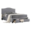 Pemberly Row Upholstered Tufted Queen Bed with Storage and Nailhead Trim in Gray