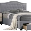 Pemberly Row Upholstered Tufted Queen Bed with Storage and Nailhead Trim in Gray