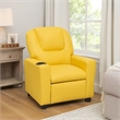 Pemberly Row Kids Youth Recliner Chair with Cup Holder in Yellow Faux Leather