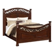 Pemberly Row King Bed with Arched Carved Leaf Headboard & Bun Feet in Oak Brown