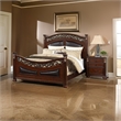 Pemberly Row California King Bed with Carved Details & Faux Leather Headboard