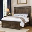 Pemberly Row California King Bed w/ 2 Storage Drawers & Grooved Design in Brown