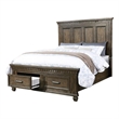 Pemberly Row Queen Bed with 2 Storage Drawers and Square Grooved Design in Brown