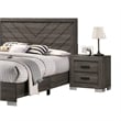 Pemberly Row Queen Bed with Carved Headboard and Block Legs in Taupe Brown