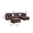 Pemberly Row 3 Piece L Shape Sectional Sofa with Ottoman and Storage in Brown