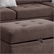 Pemberly Row 3 Piece L Shape Sectional Sofa with Ottoman and Storage in Brown