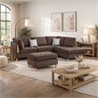 Pemberly Row 3 Piece L Shape Sectional Sofa with Ottoman and Storage in Brown