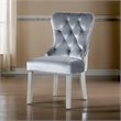Pemberly Row 2Pc Wingback Dining Chairs with Crystal Tufting in Gray Flannelette
