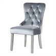 Pemberly Row 2Pc Wingback Dining Chairs with Crystal Tufting in Gray Flannelette