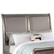 Pemberly Row Queen Sleigh Bed w/ Faux Leather Upholstery & Nailhead Trim in Gold