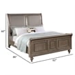 Pemberly Row Queen Sleigh Bed w/ Faux Leather Upholstery & Nailhead Trim in Gold