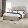 Pemberly Row Platform King Bed with Rectangular Panel Headboard in Light Tan