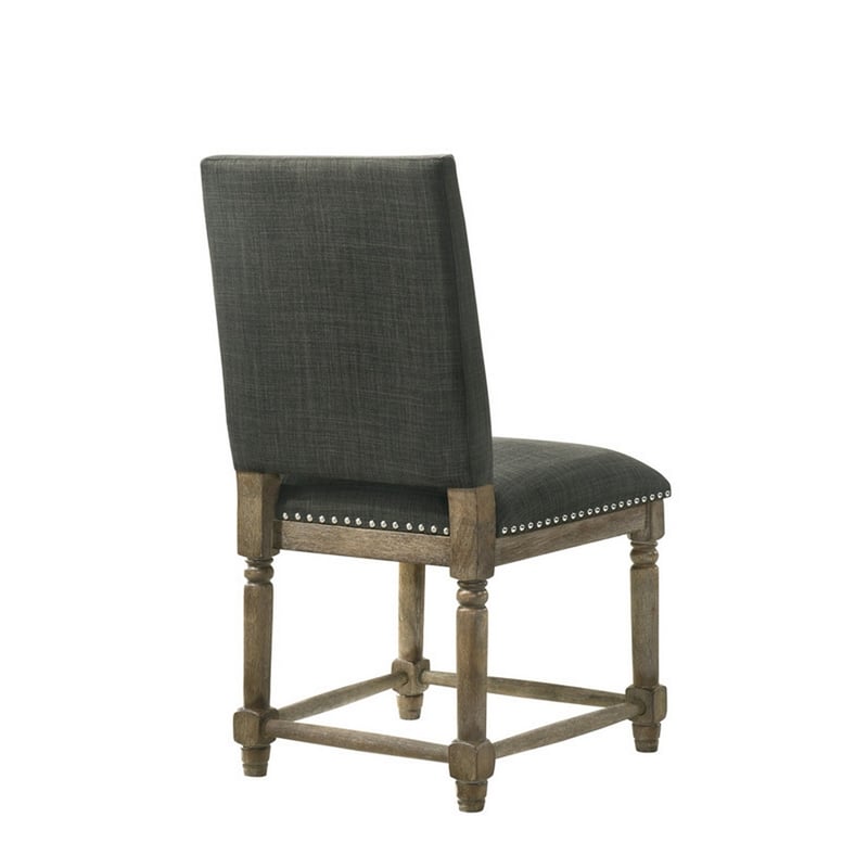 Pemberly Row Set of 2 Parson Dining Chairs with Nailhead Trim in Gray