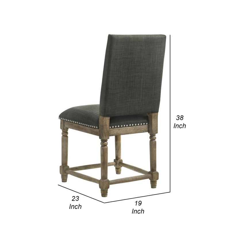 Pemberly Row Set of 2 Parson Dining Chairs with Nailhead Trim in Gray