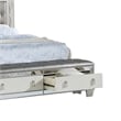Pemberly Row California King Bed with 2 Drawer Bench and Mirror Inlay in Silver
