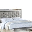 Pemberly Row California King Bed with 2 Drawer Bench and Mirror Inlay in Silver